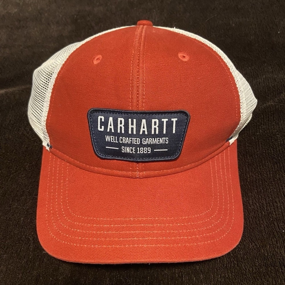 Carhartt Trucker Hat Cap Snap Back Adjustable Red White Mesh Back Workwear Adult
